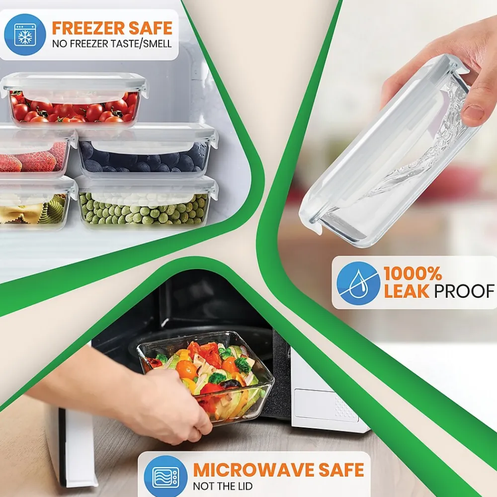 Nutrichef Stackable Borosilicate Glass Food Storage Containers Set, 10-Piece (NCCLX5)