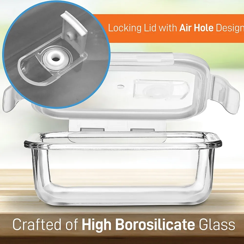 Nutrichef Stackable Borosilicate Glass Food Storage Containers Set, 10-Piece (NCCLX5)