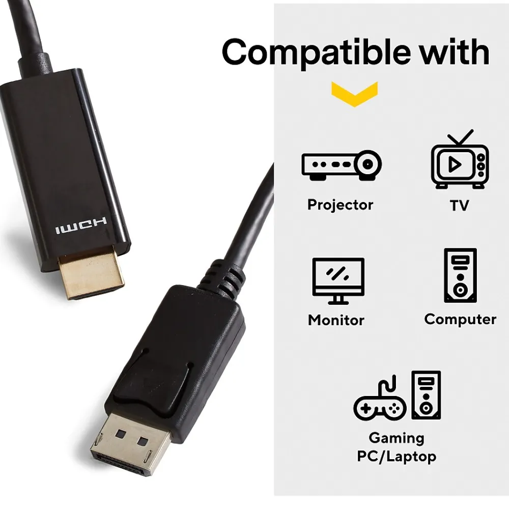 NXT Technologies ™ 6' DisplayPort/HDMI Audio/Video Cable, Male to Male, Black (NX51760)