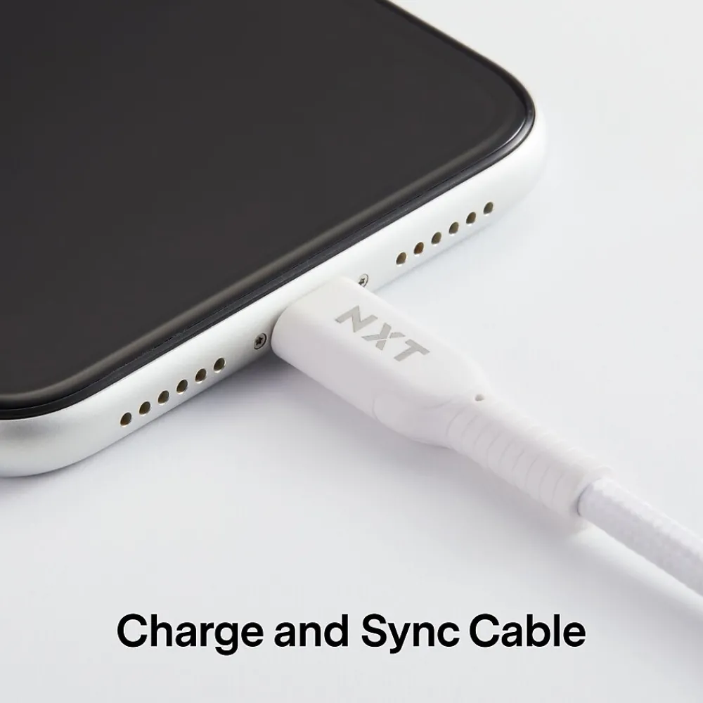 ™ 10 Ft. Braided Lightning to USB Cable, White (NX60463)<NXT Technologies Discount