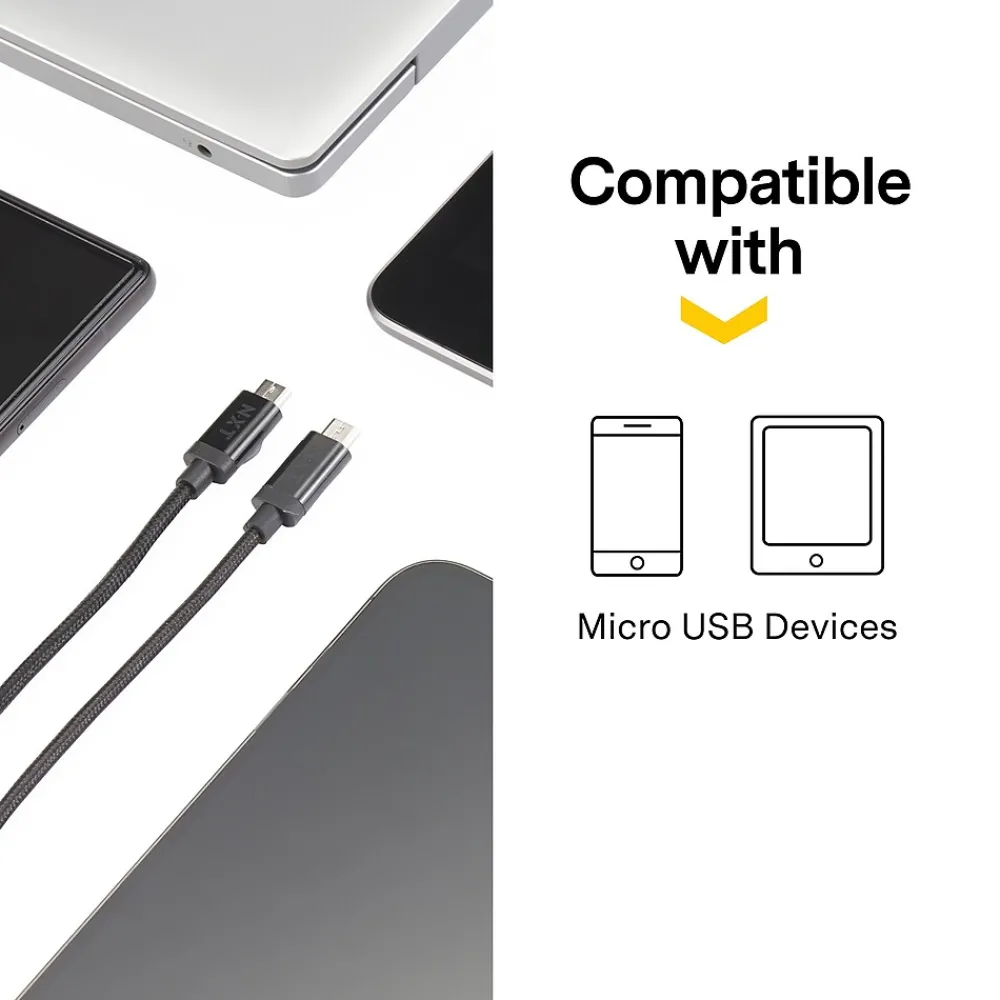 4 Ft. Braided USB-A to Micro-USB Charging Cable for Samsung/Android, Black (NX54334)<NXT Technologies Sale