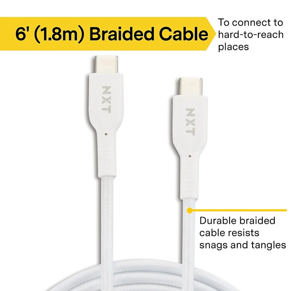 ™ 6 Ft. Braided USB-C Cable, White (NX60470)<NXT Technologies Discount