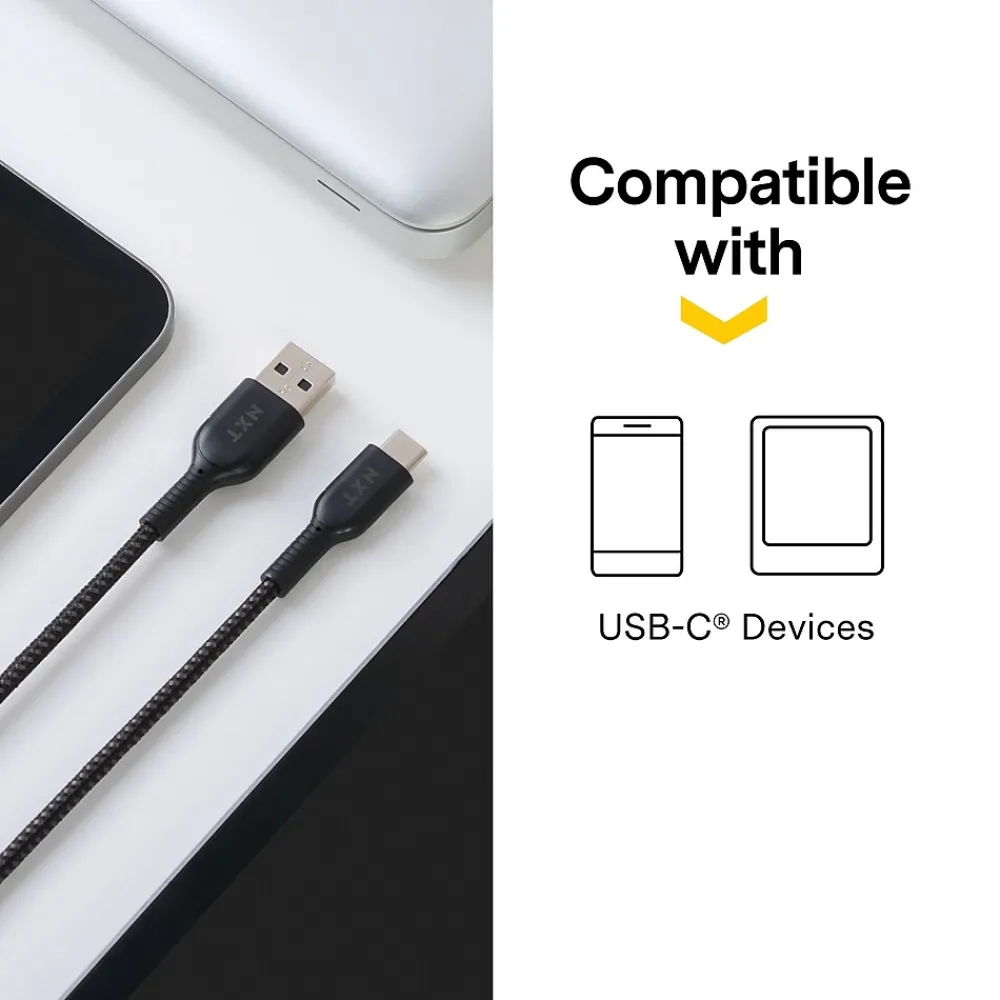 ™ 6 Ft. Braided USB-C to USB-A Cable, Black (NX60471)<NXT Technologies
