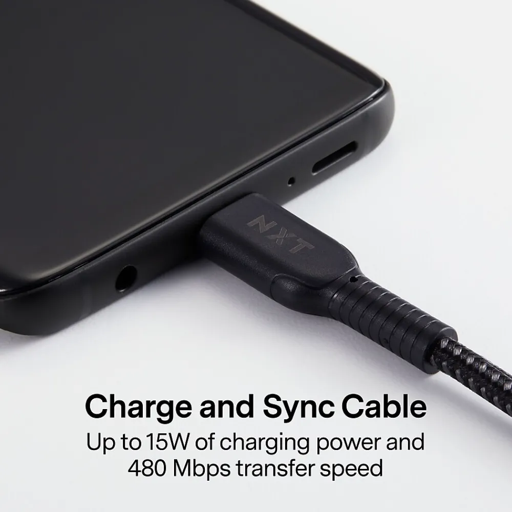 ™ 6 Ft. Braided USB-C to USB-A Cable, Black (NX60471)<NXT Technologies
