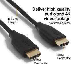 NXT Technologies ™ 8' HDMI 4K Audio/Video Monitor Cable, Male to Male, Black (NX29739)