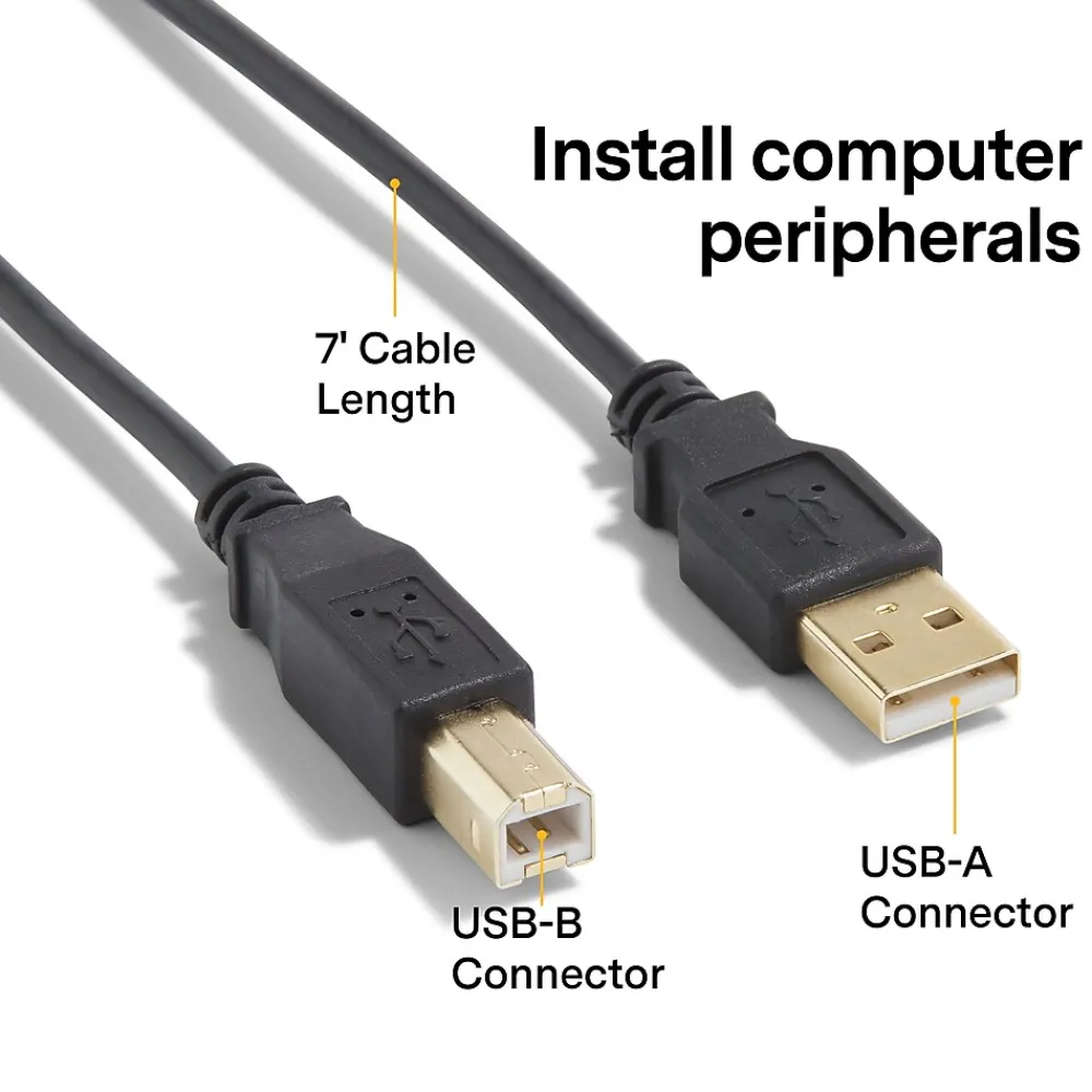 NXT Technologies ™ 7' USB A Male/B Male, Black (NX29929)