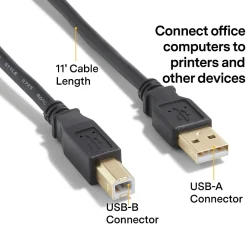 NXT Technologies ™ 11' USB B to USB A Printer Cable, Male to Male, Black (NX29930)