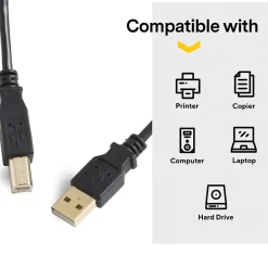 NXT Technologies ™ 16' USB B to USB A Printer Cable, Male to Male, Black (NX29931)