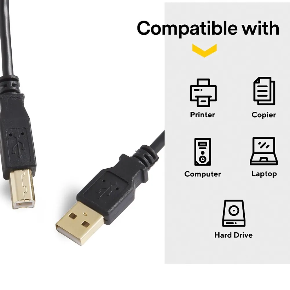 NXT Technologies ™ 16' USB B to USB A Printer Cable, Male to Male, Black (NX29931)
