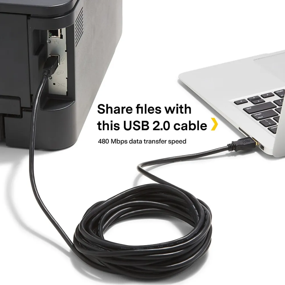 NXT Technologies ™ 16' USB B to USB A Printer Cable, Male to Male, Black (NX29931)