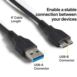 NXT Technologies 6' USB Type-A Male to Micro-USB Type-B Male, Black (NX29773)