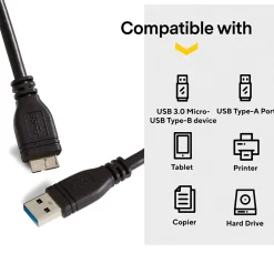 NXT Technologies 6' USB Type-A Male to Micro-USB Type-B Male, Black (NX29773)