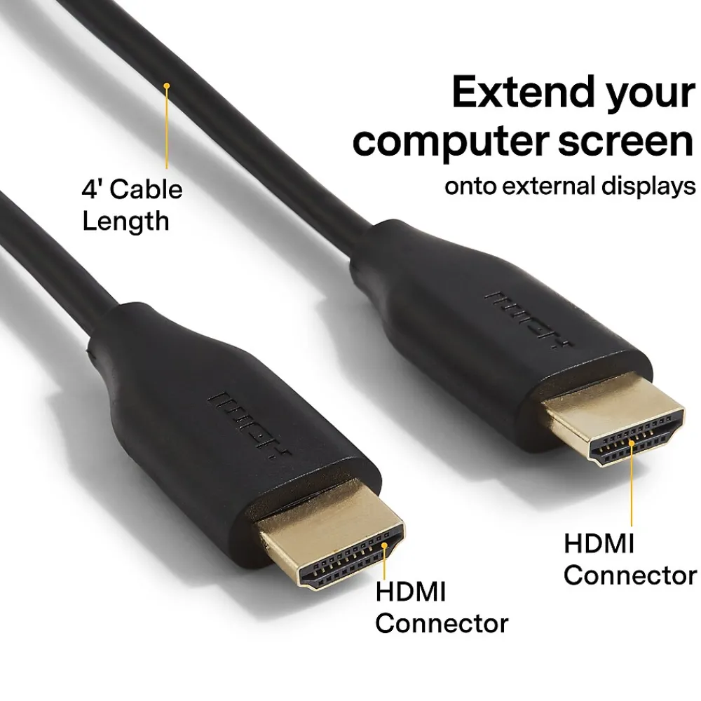 NXT Technologies ™ NX29738 4' HDMI 4K Audio/Video Cable, Male to Male, Black