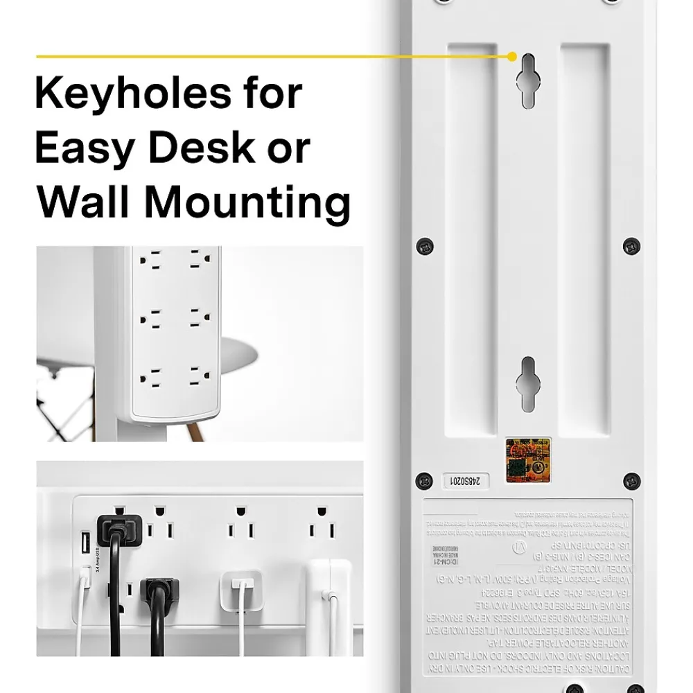 NXT Technologies ™ 8-Outlet Plus USB Surge Protector, 6' Cord, 2100 Joules (NX54317)