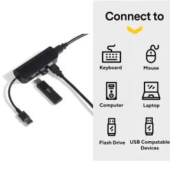 NXT Technologies ™ 4-Port USB 2.0 Hub, Black (NX56850)