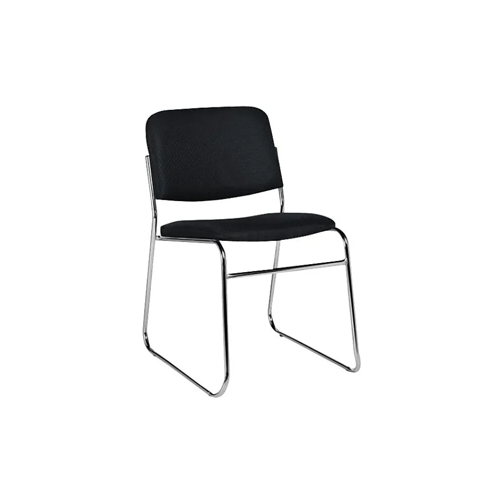 Folding & Stacking*Offices to go Armless Fabric Stack Chair, Black, 2/CT (OTG11697-QL10)