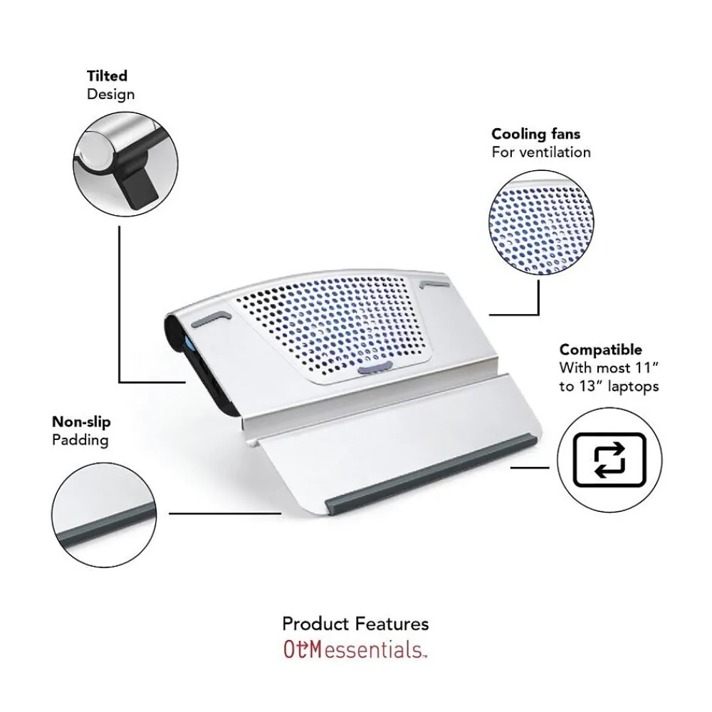 15.5" x 11.5" Aluminum Small Laptop Riser Stand, Gray (OB-A2B)<OTM Essentials Discount