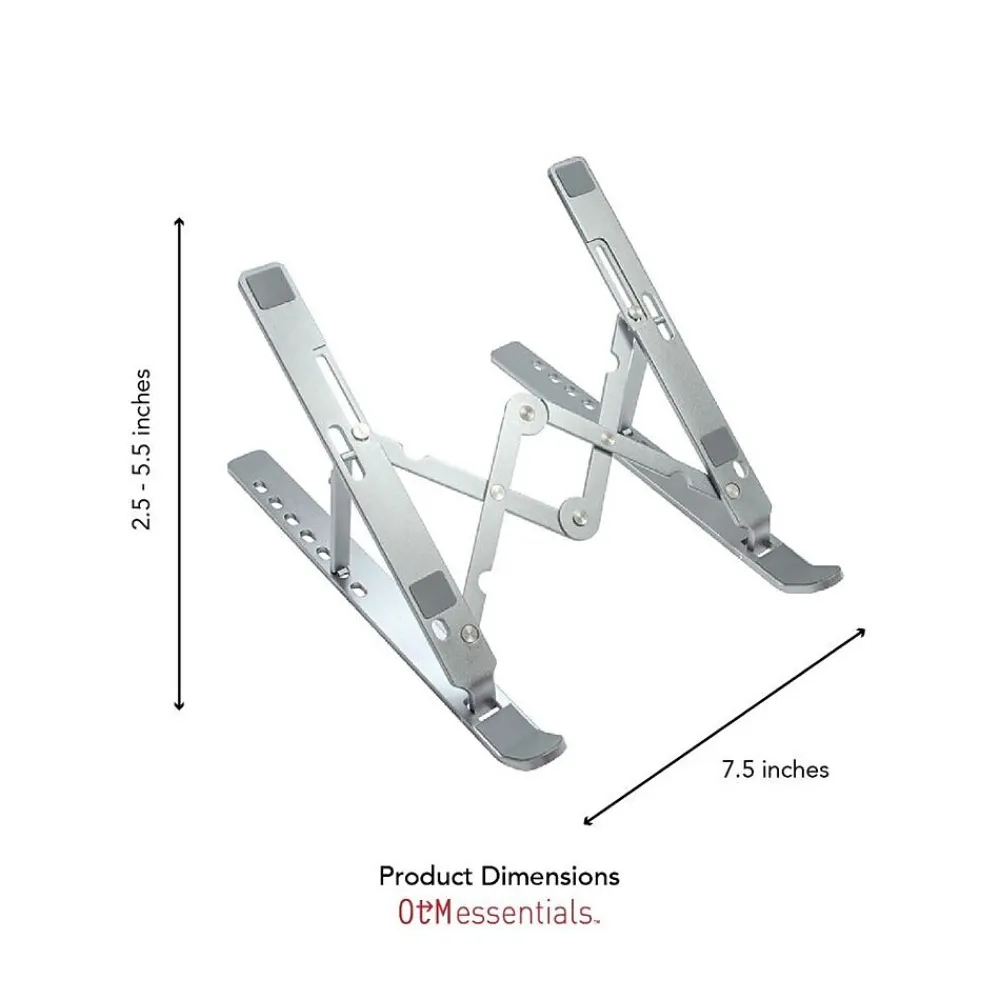 11.85" x 2.26" Aluminum Adjustable Laptop Stand, Silver (OB-A2E)<OTM Essentials Clearance