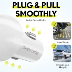 Dual USB-A/USB-C Universal Car Charger, White (OTC2USB2ASL)<Overtime Clearance