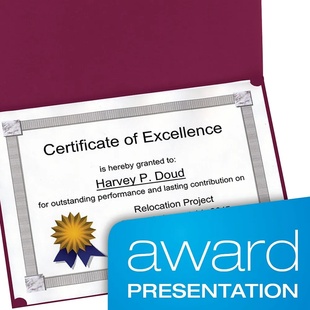 Awards & Certificates*Oxford Certificate Holders, 8.88" x 11.25", Burgundy, 5/Pack (29900585BGD)