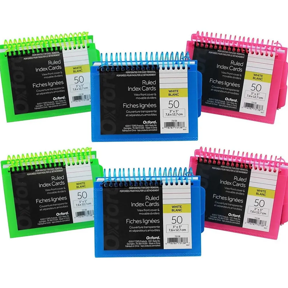 Index Cards*Oxford View Front Spiral Index Cards, 3" x 5", Pack of 6 (ESS73138-6)