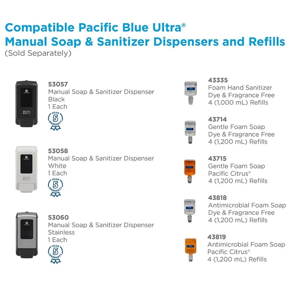 Foaming Soap Refills, 40.5 Oz., 4/Carton (43714)<Pacific Blue Ultra New