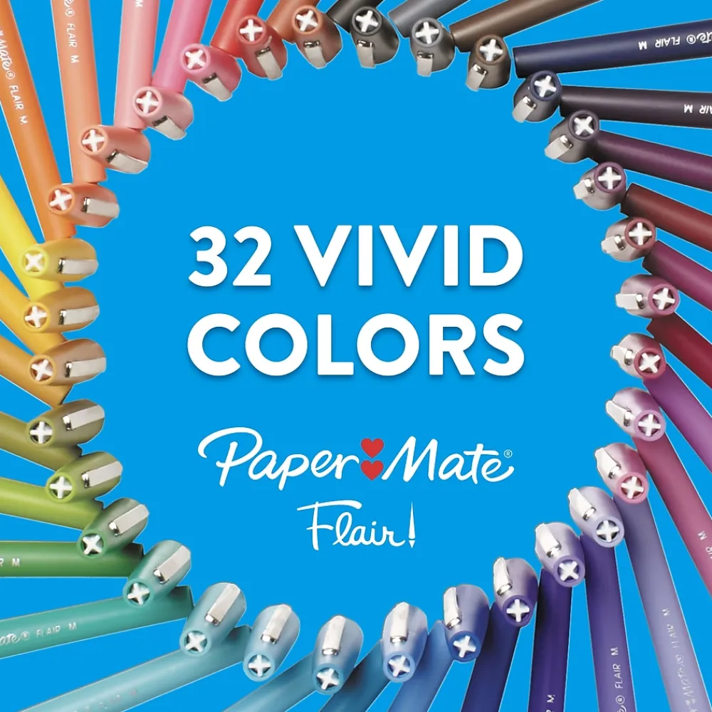Pens|Paper Mate Flair Felt Pen, Medium Point, 0.7mm, Green Ink (8440152)