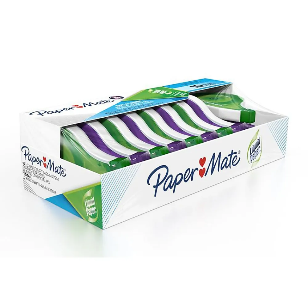 Correction & White-Out|Paper Mate Liquid Paper DryLine Correction Tape, White, 10/Pack (6137406)