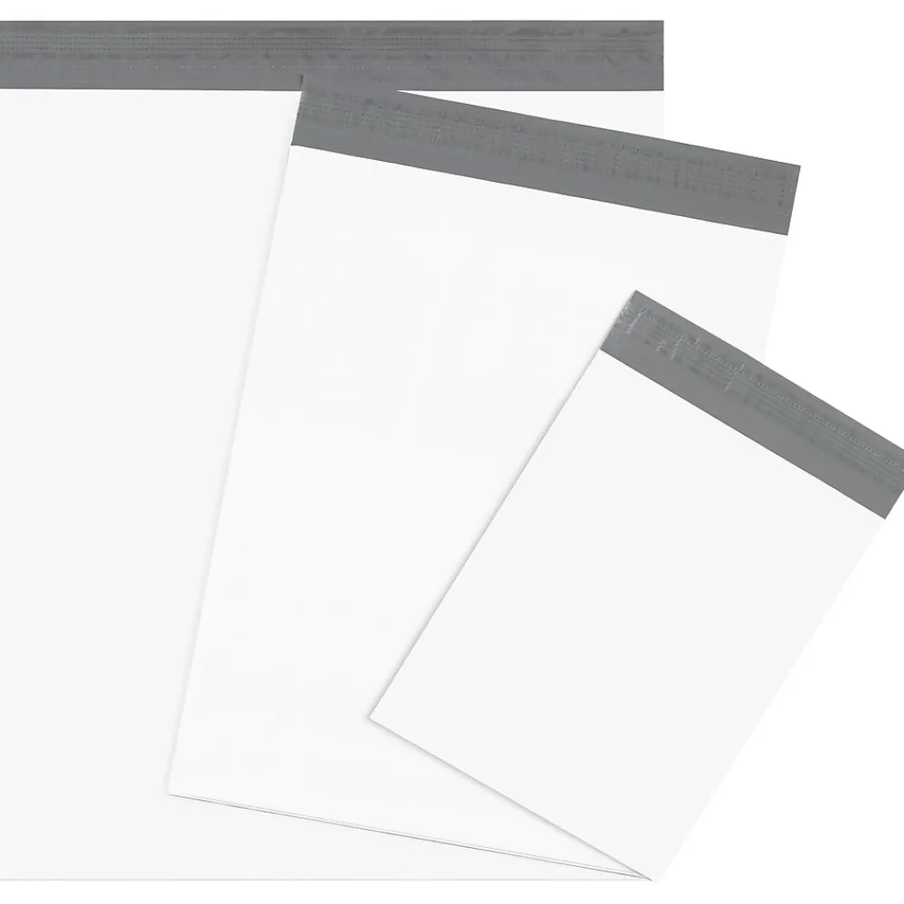 Clearance Partners Brand Expansion Poly Mailers, 11" x 13" x 4", White, 100/Case (EPM11134)