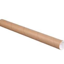Discount Partners Brand Mailing Tubes with Caps, 2" x 15", Kraft, 6/Case (P2015KRP6)