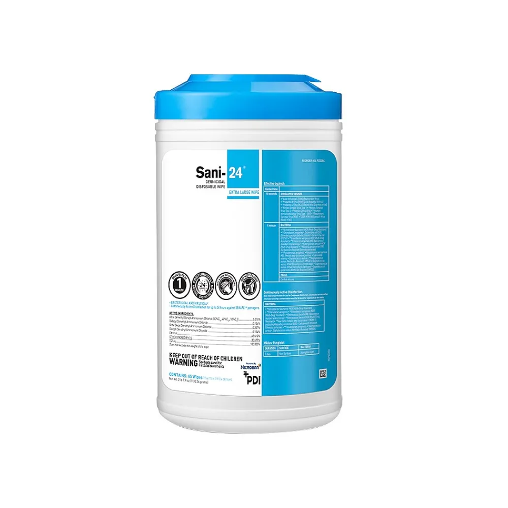 Sani-24 Disinfecting Wipes, 65/Canister, 6 Canisters/Carton (P23284CT)<PDI Online