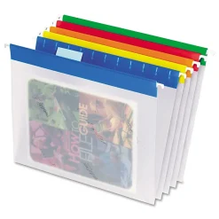 Hanging File Folders|Pendaflex EasyViewâ„¢ Poly Hanging File Folders, Assorted Color Bar, Letter, Holds 8 1/2"H x 11"W, 25/Bx (PFX 557080)