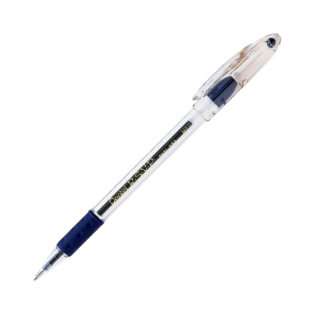 Pens|Pentel R.S.V.P. Ballpoint Pens, Medium Point, Blue Ink, Dozen (BK91-C)