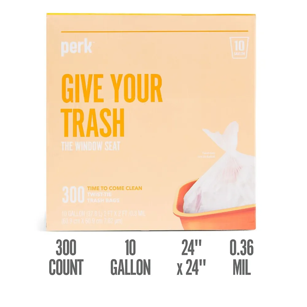 ™ 10 Gallon Kitchen Trash Bag, 24" x 24", High Density, 0.36 mil, Clear, 300 Bags/Box (PK56746)<Perk Sale