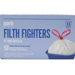 ™ 13 Gallon Kitchen Trash Bag, 28" x 24", Low Density, 0.9 mil, White, 50 Bags/Box, 6 Boxes/Carton (PK56745CT)<Perk Clearance