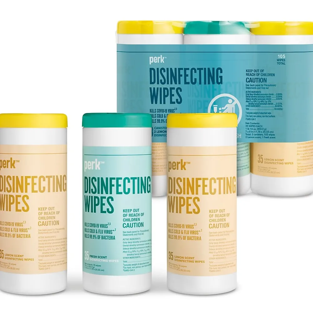 ™ Disinfecting Wipes, Fresh & Lemon Scent, 35 Wipes/Container, 3/Pack (PK56666)<Perk Clearance
