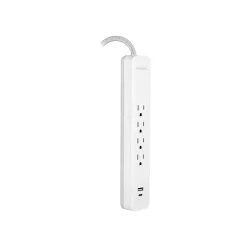 Philips 4-Outlet 2-USB Port Surge Protector, 3', White (SPP4113WB/37)