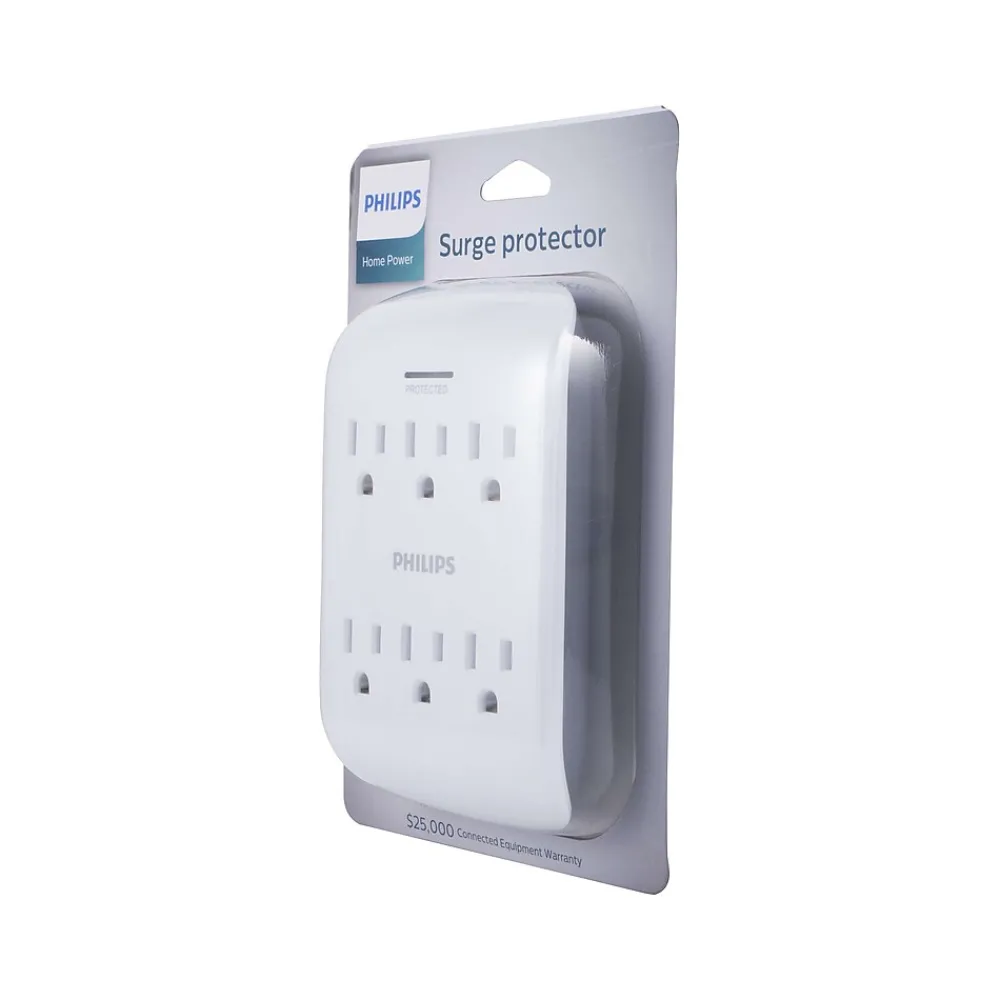 Philips 6-Outlet Wall Tap, White (SPP3461WA/37)