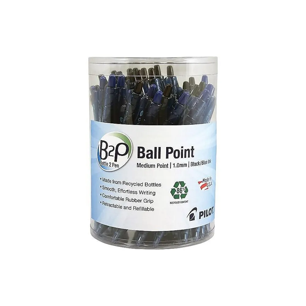 Pens|Pilot B2P Bottle 2 Pen Retractable Ballpoint Pens, Medium Point, Assorted Ink, 36/Pack (57050)
