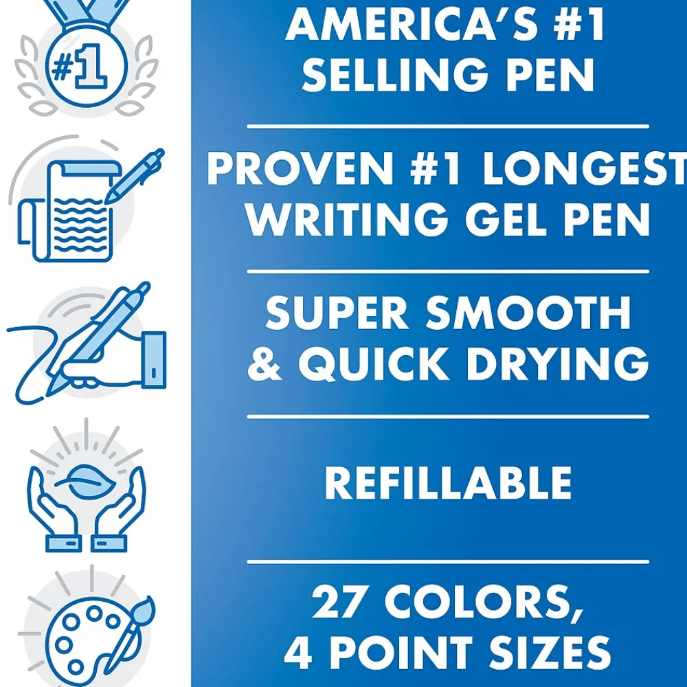 Pens|Pilot G2 Retractable Gel Pens, Extra Fine Point, 0.5mm, Ink, Dozen (31002) Black