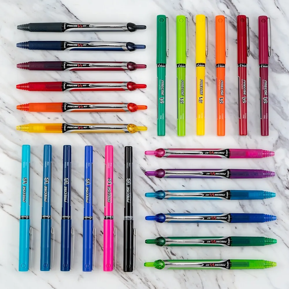 Pens|Pilot Precise V5 Rollerball Pens, Extra Fine Point, Red Ink, 5/Pack (26012)