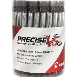 Pens|Pilot Precise V5 RT Retractable Rollerball Pens, Extra Fine Point, Black Ink, 30/Pack (84067)