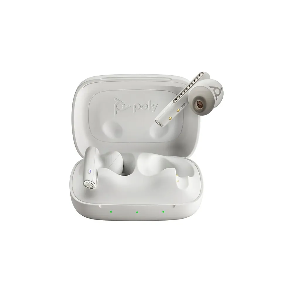 Plantronics Voyager Free 60 UC Wireless Noise Cancelling Bluetooth Earbuds, USB-C, MS Certified, White Sand (7Y8L6AA)<Poly Sale