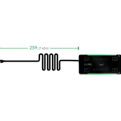 Plugable 25' 12-Outlet Power Strip with 2-Port USB Charger, Black (PS12-USB25)