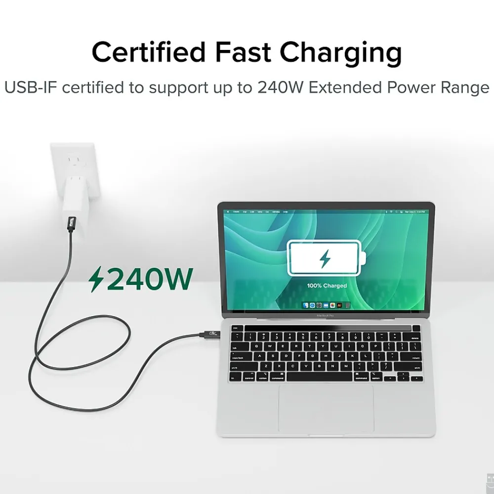Plugable USB4 EPR 3.3' Cable, 240W, Black (USB4-240W-1M)