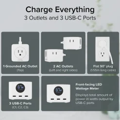 67W USB-C Charging Station, White (PS3-METERC3)<Plugable Discount