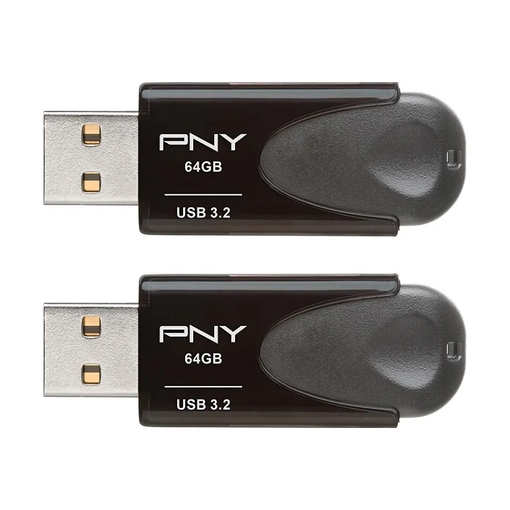 Best PNY Elite Turbo Attache 4 64GB USB 3.2 Flash Drive, Black, 2/Pack (P-FD64GX2TBAT4G)