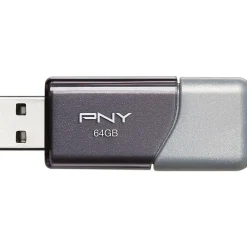 Best PNY Elite Turbo Attache 3 64GB USB 3.0 Type A Flash Drive, Silver/Gray (P-FD64GTBOP-GE)