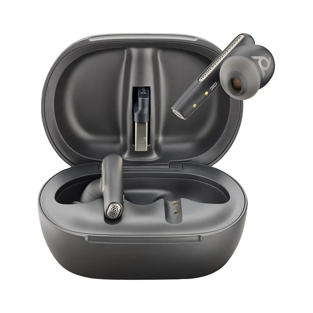 Voyager Free 60+ UC Wireless Noise Cancelling Bluetooth Earbuds, USB-A, MS Certified, Carbon Black (7Y8G9AA)<Poly Sale