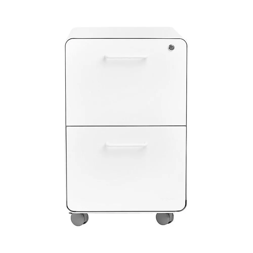 File Cabinets*Poppin Stow 2-Drawer Mobile Vertical File Cabinet, Letter/Legal Size, Lockable, 25"H x 15.75"W x 20"D, White (100914)